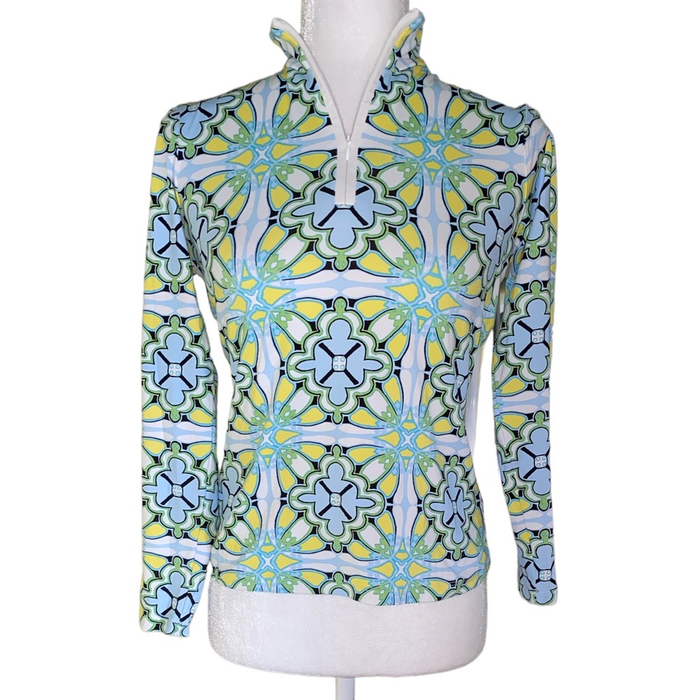 J. McLaughlin Bedford Yellow Green Blue Quarter Zip Pullover - XS